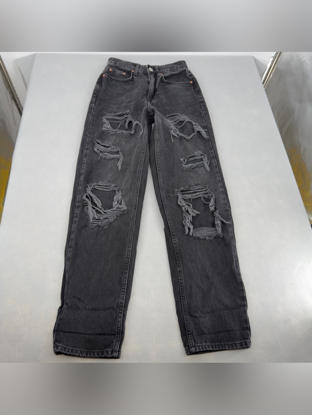 Urban Outfitters BDG High Rise Baggy Black Distressed Jeans Sz 24